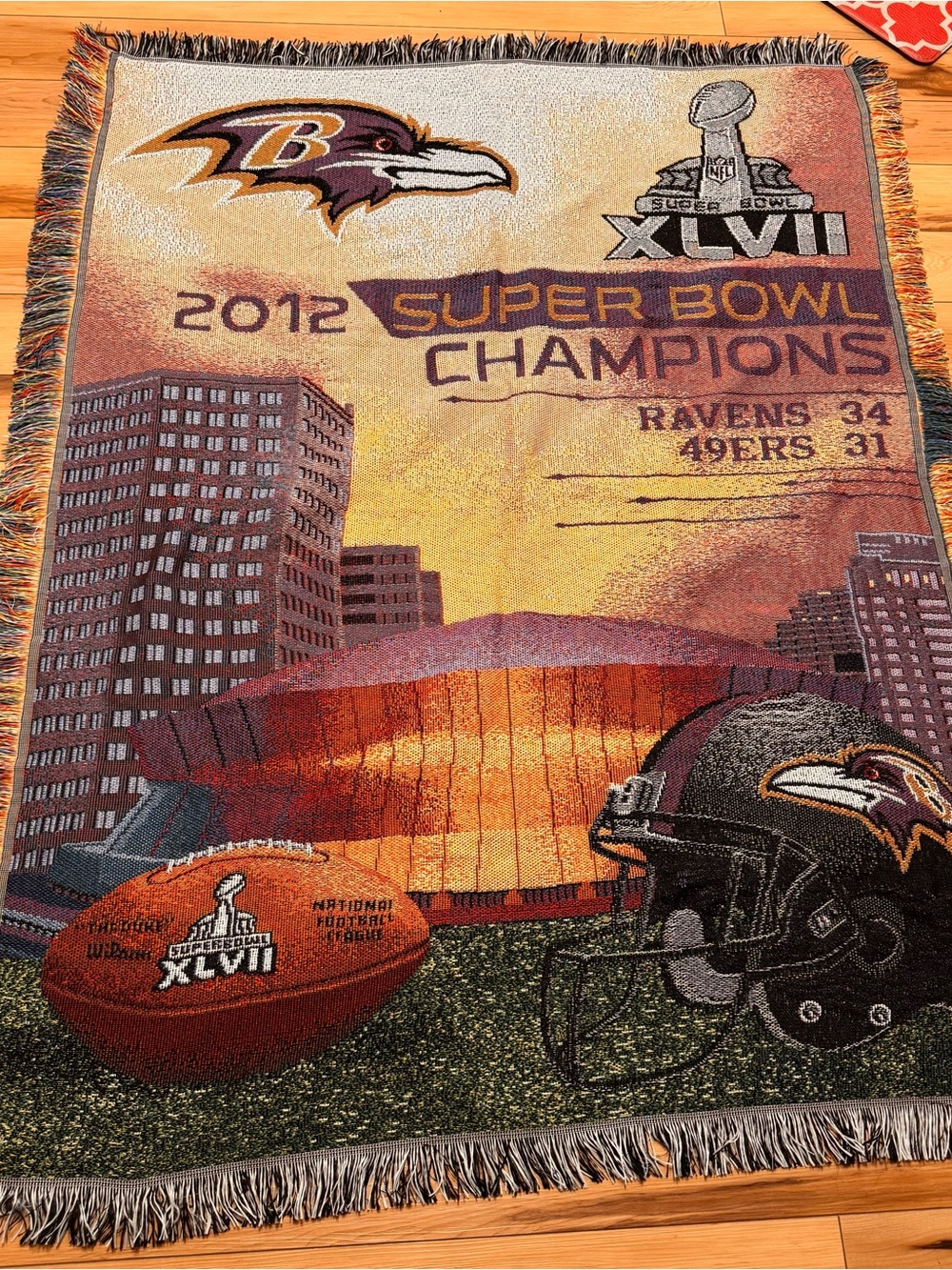 Baltimore Ravens 2012 Super Bowl Champions Woven Throw Blanket - Purple/Gold